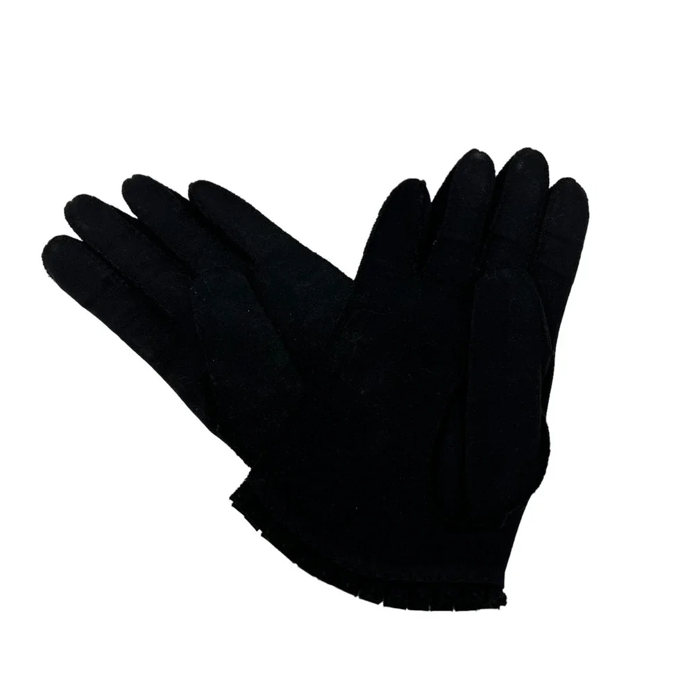 Womens‎ Vintage Gloves Two Pair Brown Nylon and Black Cotton Size 6 1/2